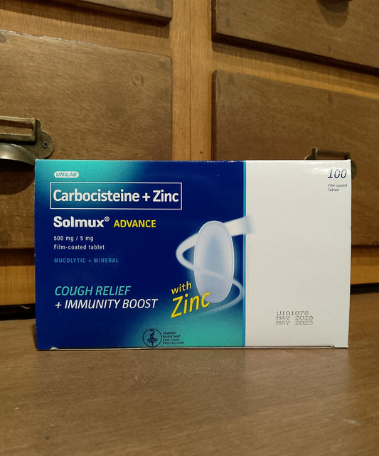 Carbocisteine + Zinc (Solmux Advance) 500mg/5mg Film Coated Tablet