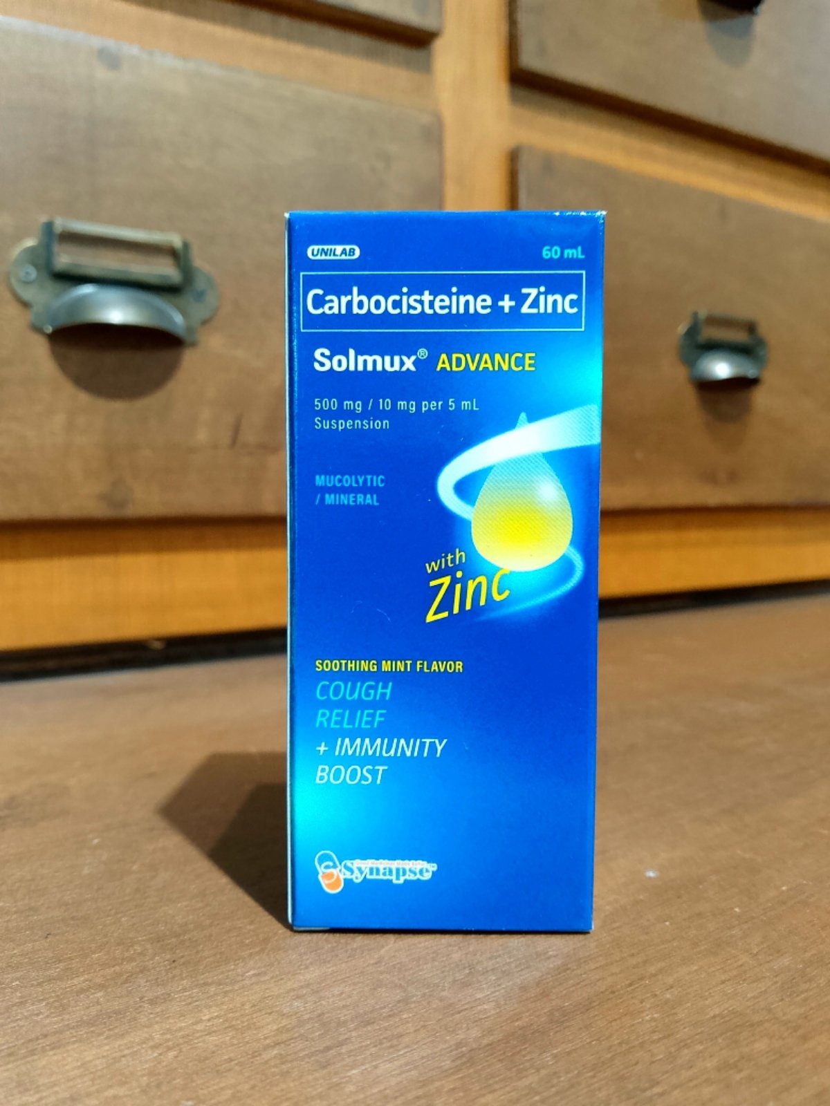 Carbocisteine + Zinc (Solmux Advance) 500mg/5mg per 5mL Suspension 60mL