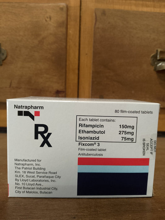 Rifampicin/isoniazid/Ethambutol (Fixcom 3) 150mg/75mg/275mg Film-coated tablet