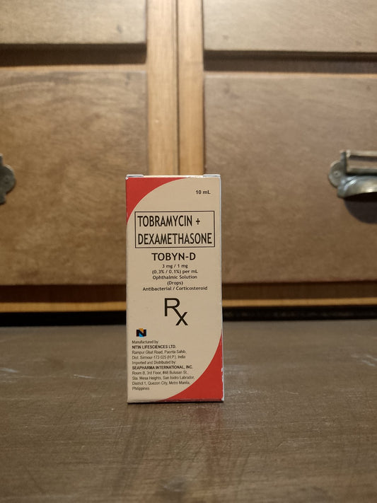 Tobramycin + Dexamethasone (Tobyn-D) 3mg/1mg per mL ophthalmic solution drops