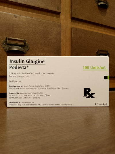Insulin Glargine (Podevta) 3.64mg (100 Units/mL) 3mL Solution for Injection For Subcutaneous