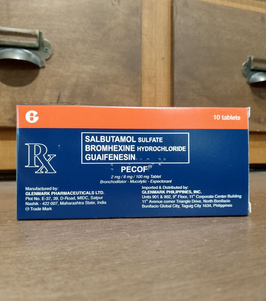 Salbutamol sulfate + Bromhexine HCl + Guaifenesin (Pecof) 2 mg / 8 mg / 100 mg Tablet